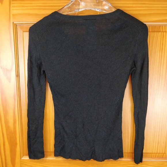 Aphorism Black V-Neck Sweater Long Sleeve Soft Angora Blend Large - Picture 7 of 7